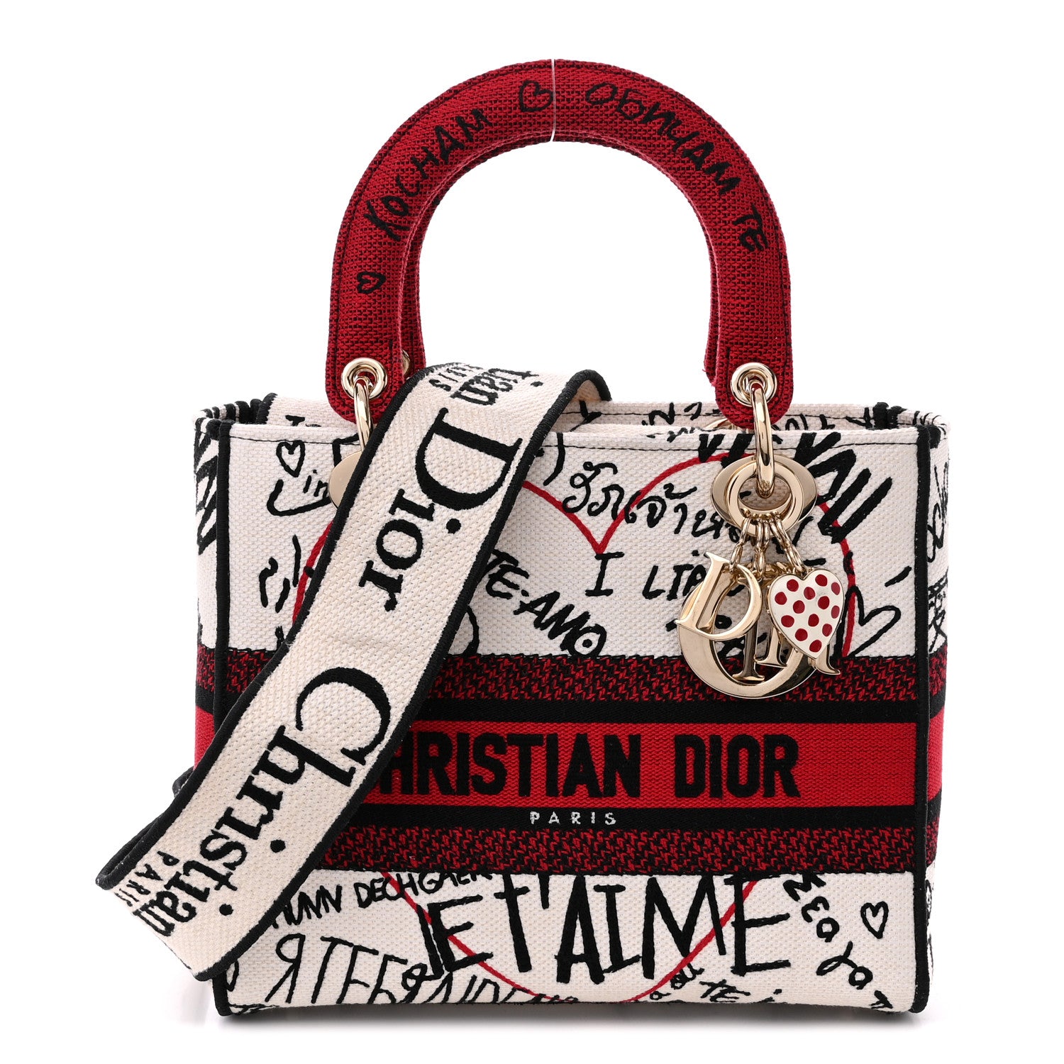 Christian Dior Canvas Medium DiorAmour Graffiti Lady D-Lite Latte 1 of 12