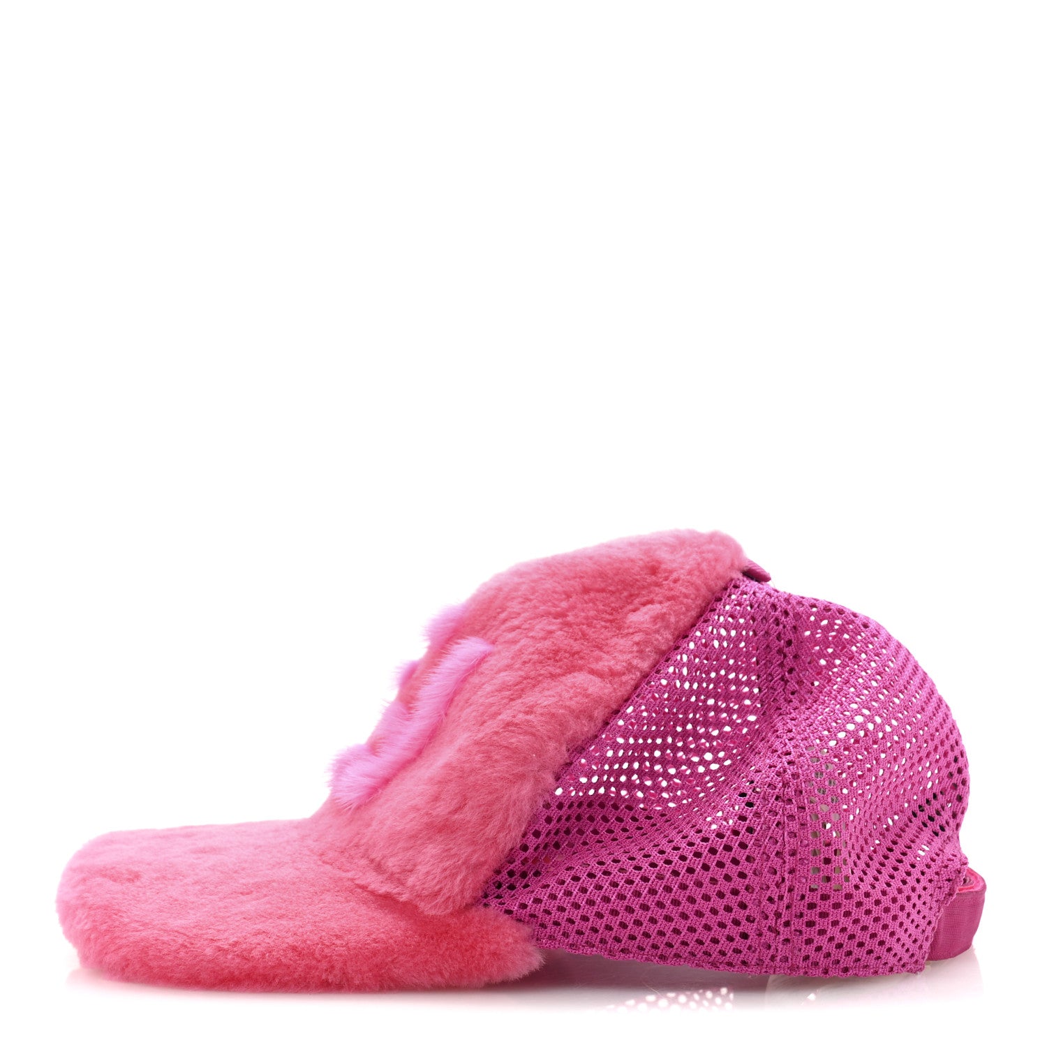Fendi Cotton Shearling FF Baseball Hat M Fucshia 4 of 10