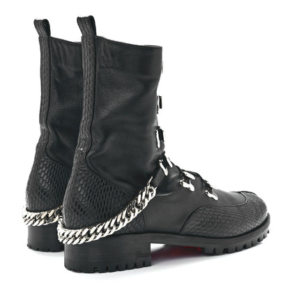 Christian Louboutin Calfskin Horse Guarda Flat Boots 38 Black Silver 4 of 8