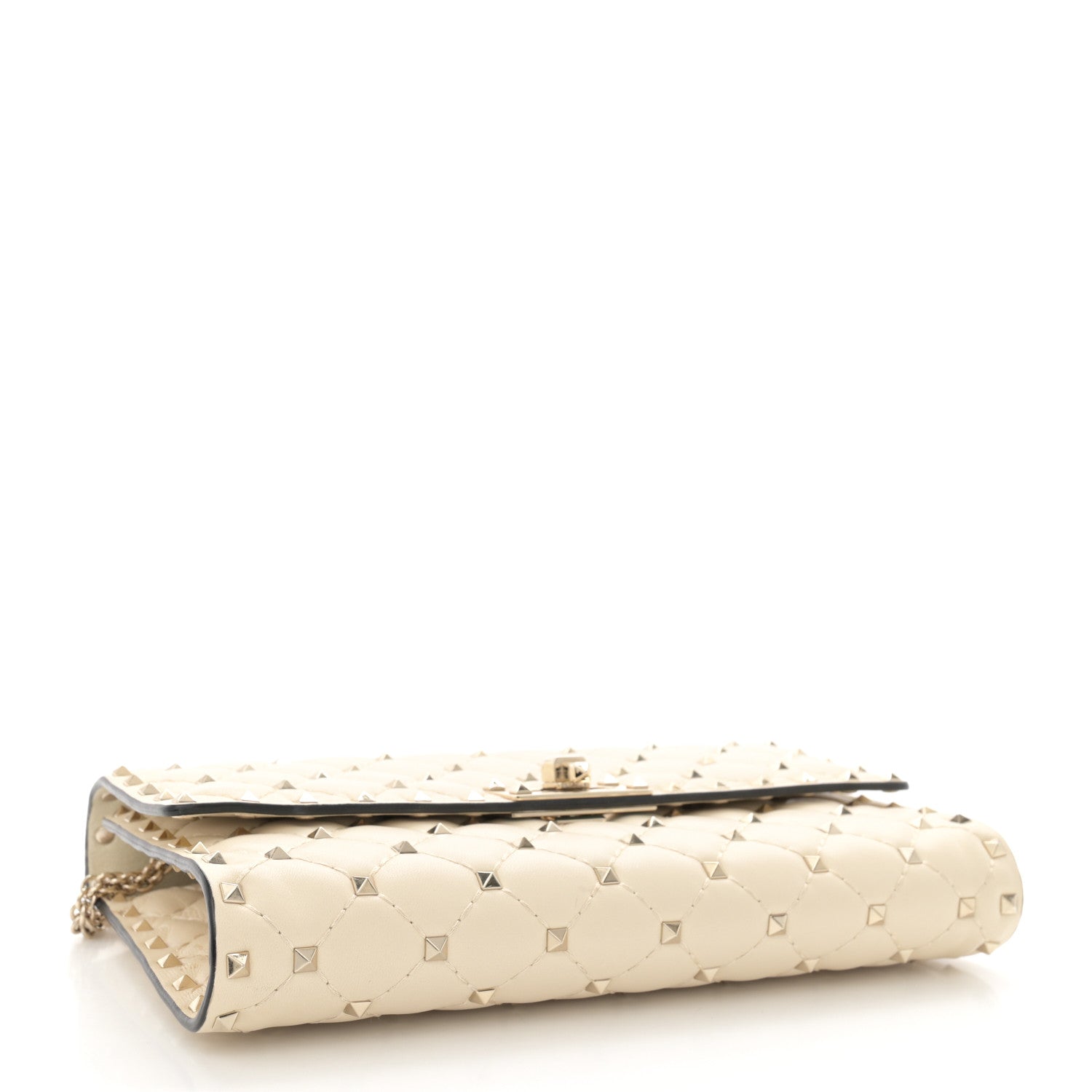 Valentino Garavani Nappa Rockstud Spike Wallet on Chain Light Ivory 4 of 12