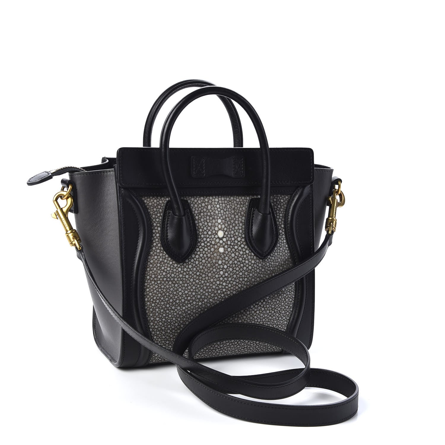 Celine Stringray Calfskin Nano Bi-Color Luggage Black 2 of 8