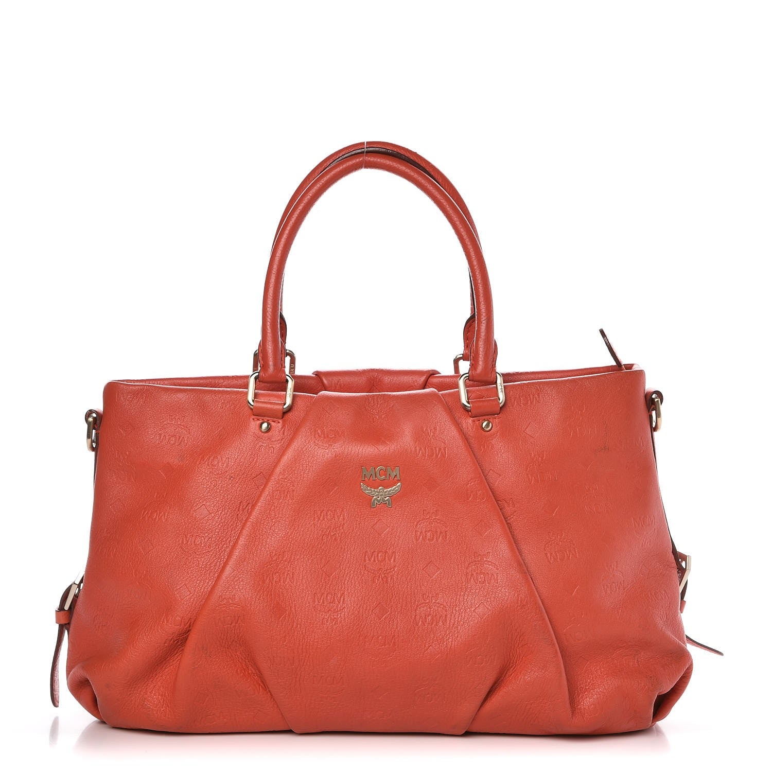 MCM Calfskin Ottomar Monogram Tote Orange 1 of 18
