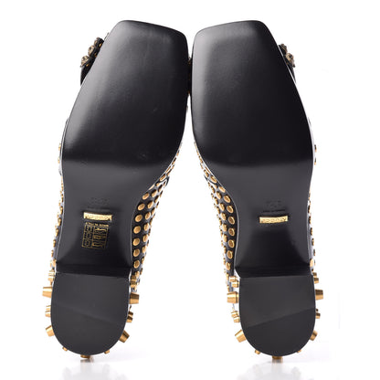 Gucci Malaga Kid Studded Polly Fringe 55mm Loafer Pumps 37.5 Black 5 of 8