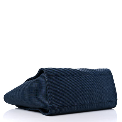 Chanel Mixed Fibers Calfskin Medium Deauville Tote Navy Blue 4 of 11