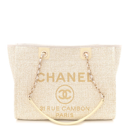 Chanel Lurex Boucle Small Deauville Tote Ivory 1 of 11