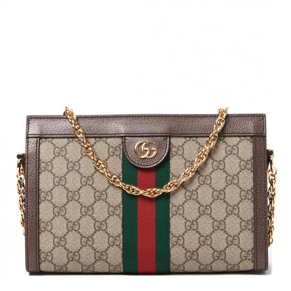 Gucci GG Supreme Monogram Web Small Ophidia Chain Shoulder Bag Brown 1 of 9