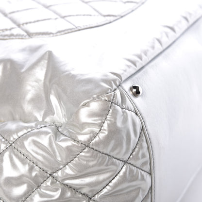 Chanel Vinyl Mohair Trimmed Accordion Arctic Polar Ice Flap Silver 10 of 13
