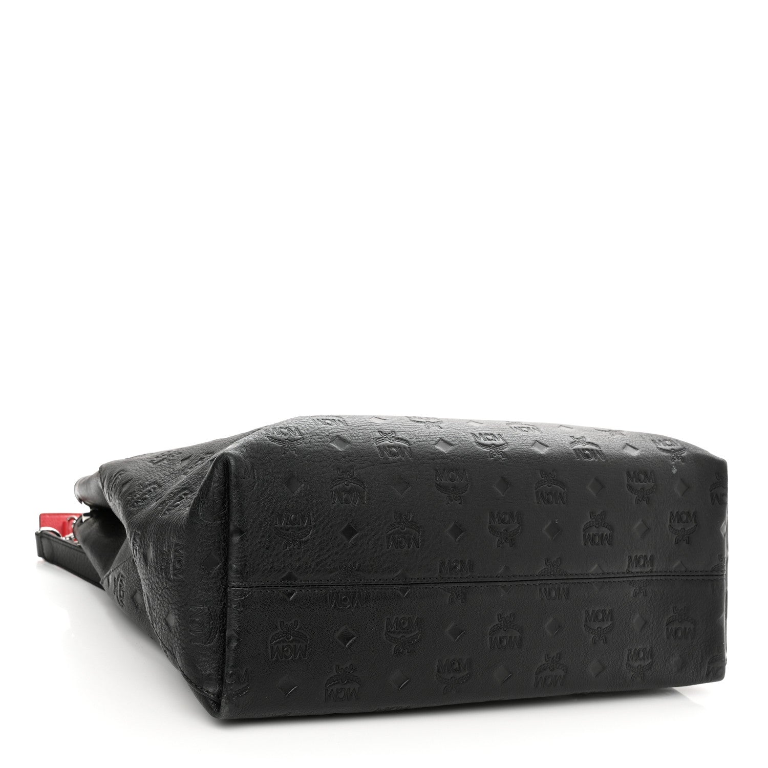MCM Calfskin Ottomar Monogram Large Klara Hobo Black Red 4 of 12