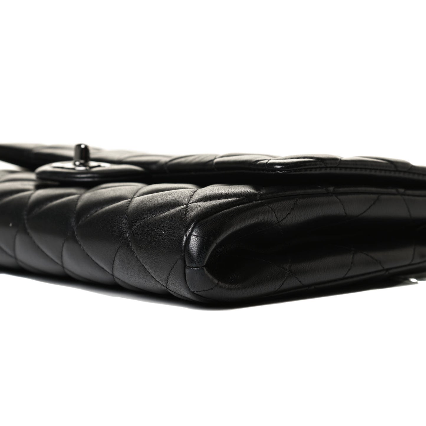 Lambskin Quilted Clutch With Chain Flap Black