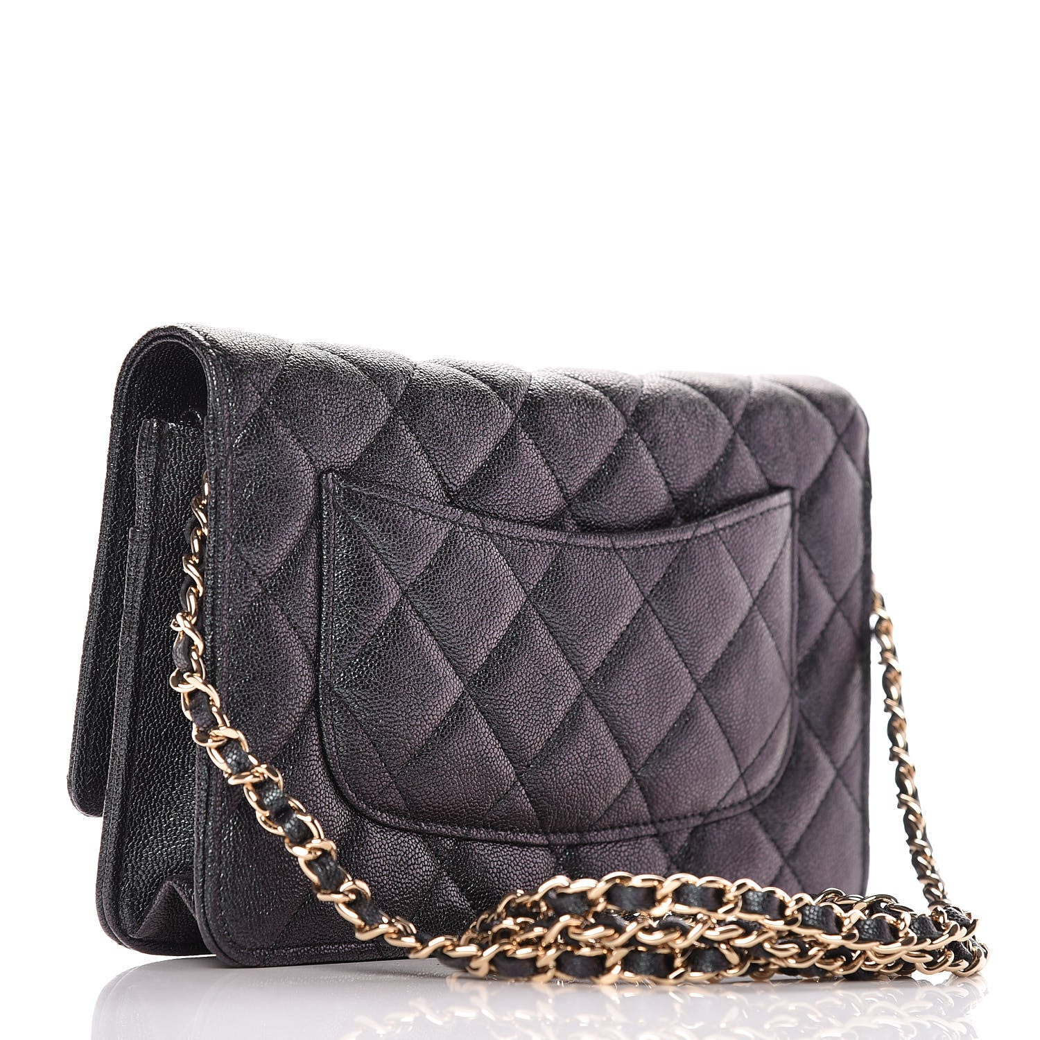 Chanel Iridescent Caviar Quilted Wallet On Chain WOC Black 3 of 11