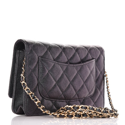 Chanel Iridescent Caviar Quilted Wallet On Chain WOC Black 3 of 11