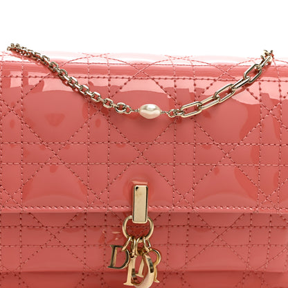Christian Dior Patent Cannage Lady Dior Chain Pouch Pink 7 of 9