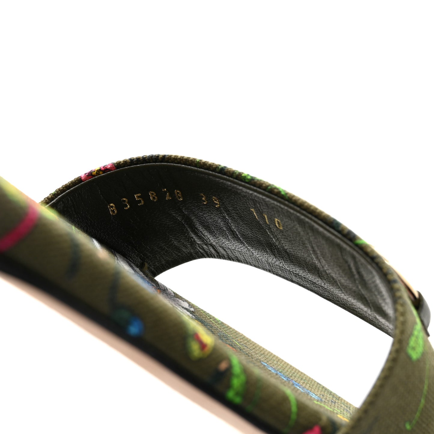Canvas Flora Print Horsebit Slide Sandals 39 Dark Green