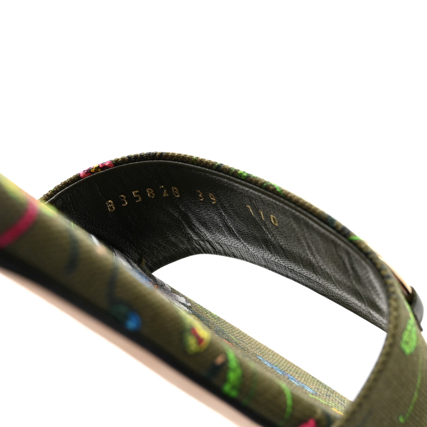 Gucci Canvas Flora Print Horsebit Slide Sandals 39 Dark Green 9 of 10