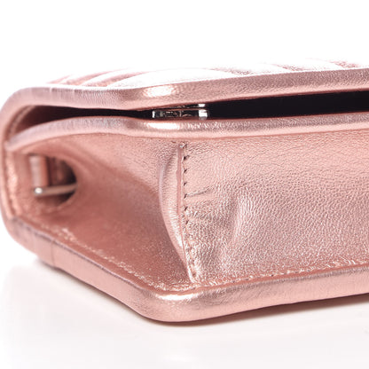 Prada Metallic Nappa Mini Impunture Diagramme Chain Crossbody Bag Rosa Mordore 8 of 12