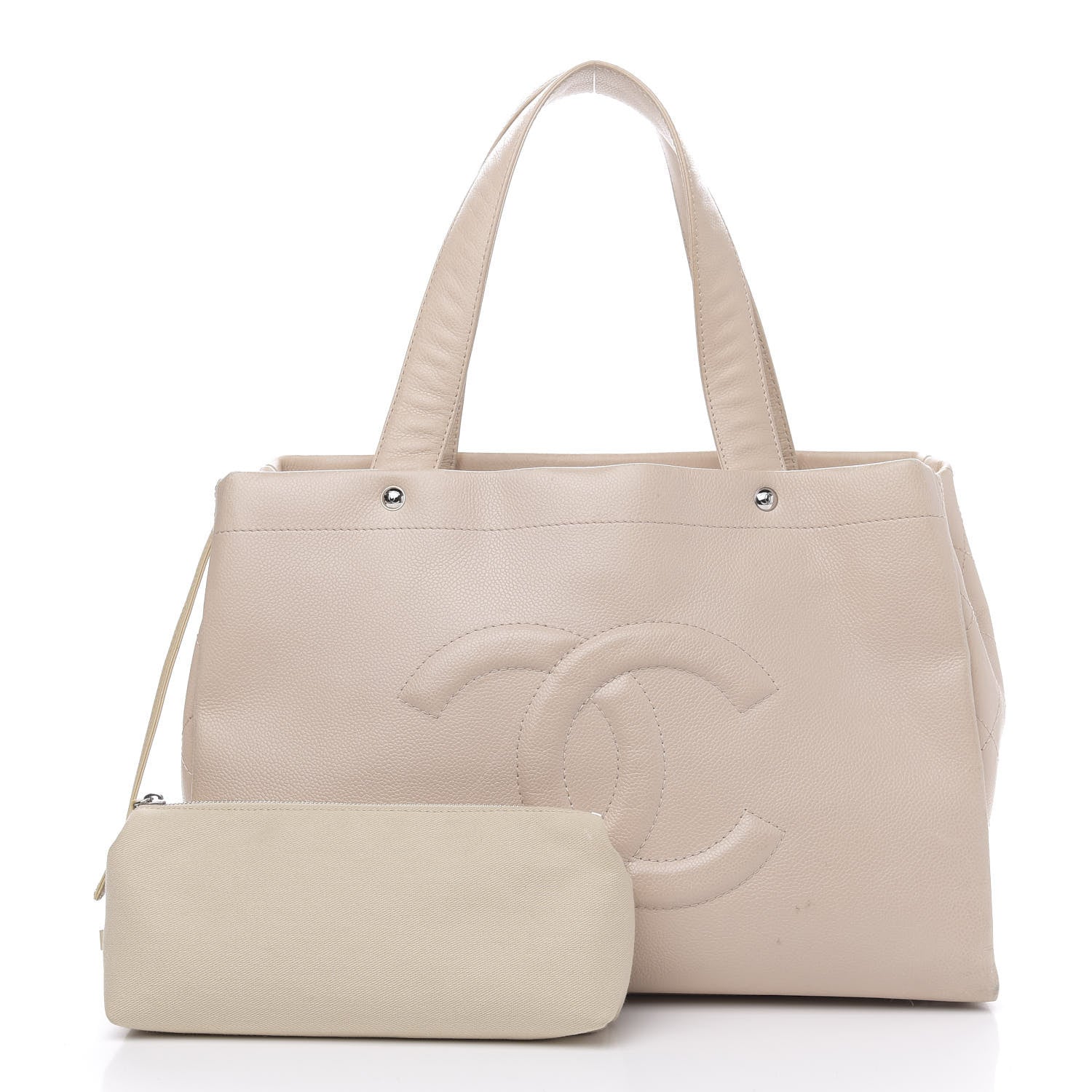 Chanel Caviar CC Tote Beige 3 of 19