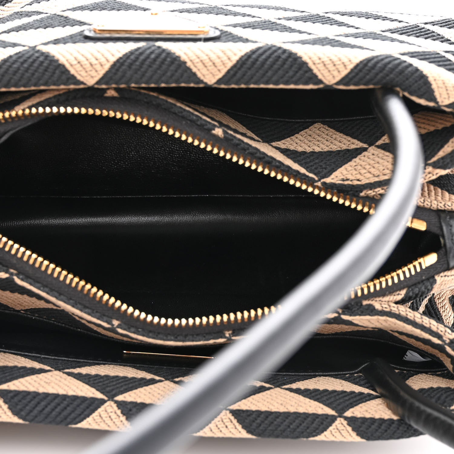 Prada Jacquard Triangolo Symbole Embroidered Small Shoulder Bag Black Corda 6 of 12
