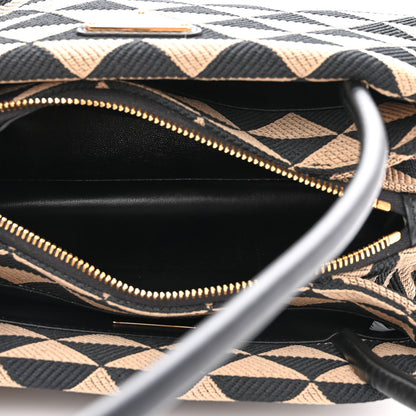 Prada Jacquard Triangolo Symbole Embroidered Small Shoulder Bag Black Corda 6 of 12