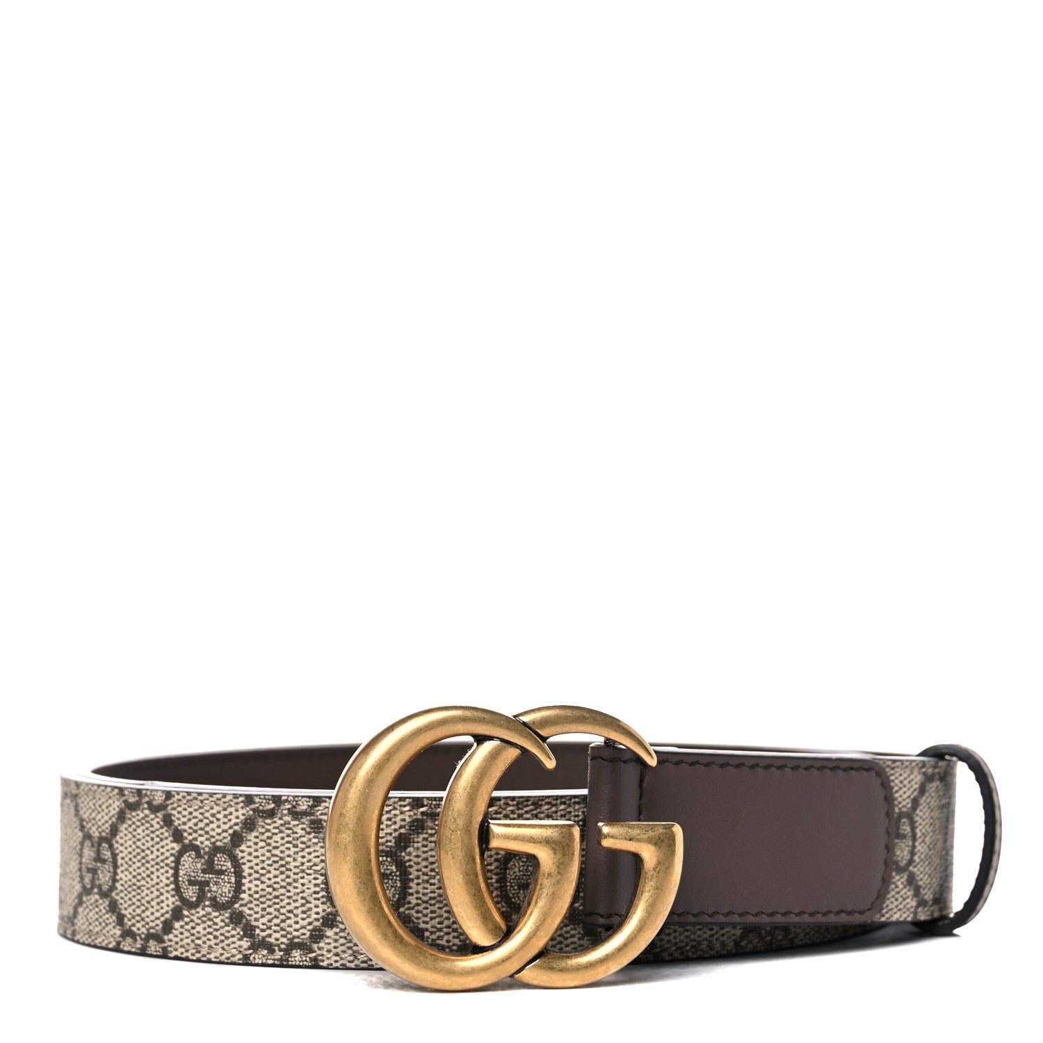 Gucci GG Supreme Monogram Matte Plutone Calfskin Double G 30mm Belt 100 40 Beige Ebony New Acero 1 of 6