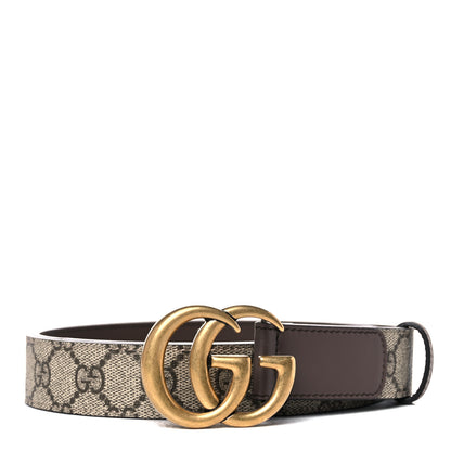 Gucci GG Supreme Monogram Matte Plutone Calfskin Double G 30mm Belt 100 40 Beige Ebony New Acero 1 of 6