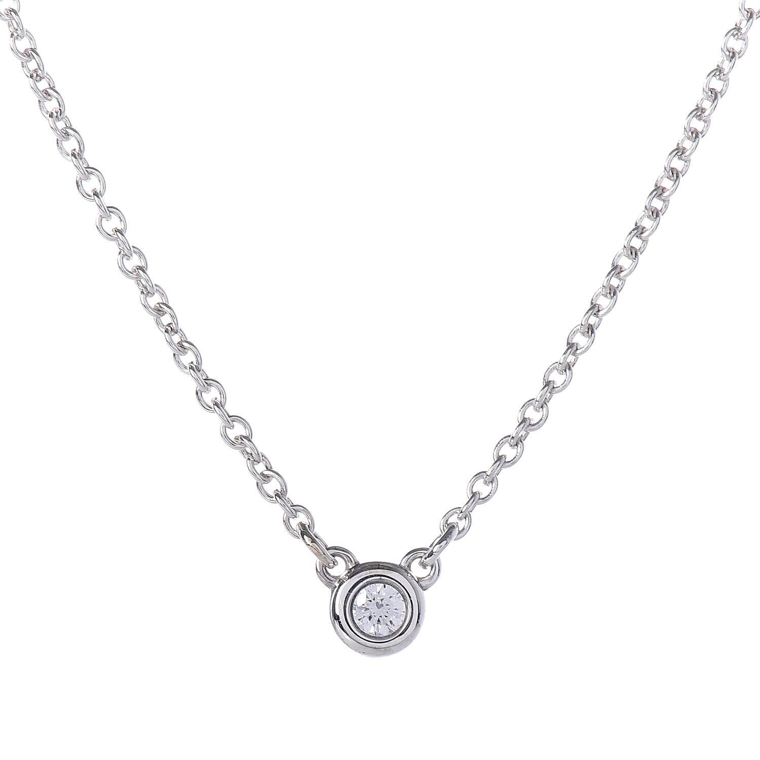 Tiffany Sterling Silver Diamond .03ct Elsa Peretti Diamonds by the Yard Pendant Necklace 4 of 9
