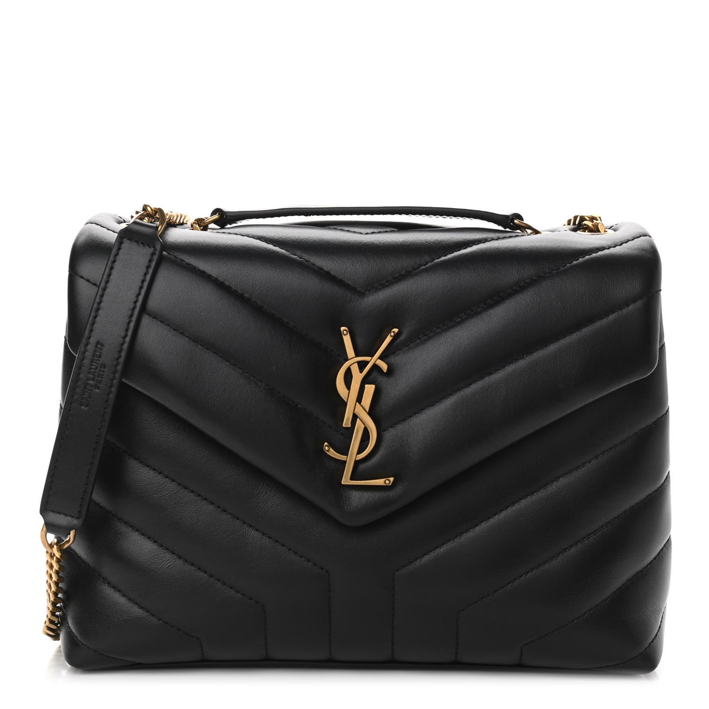 Calfskin Y Quilted Monogram Small Loulou Chain Satchel Black