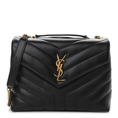 Saint Laurent Calfskin Y Quilted Monogram Small Loulou Chain Satchel Black 1 of 10