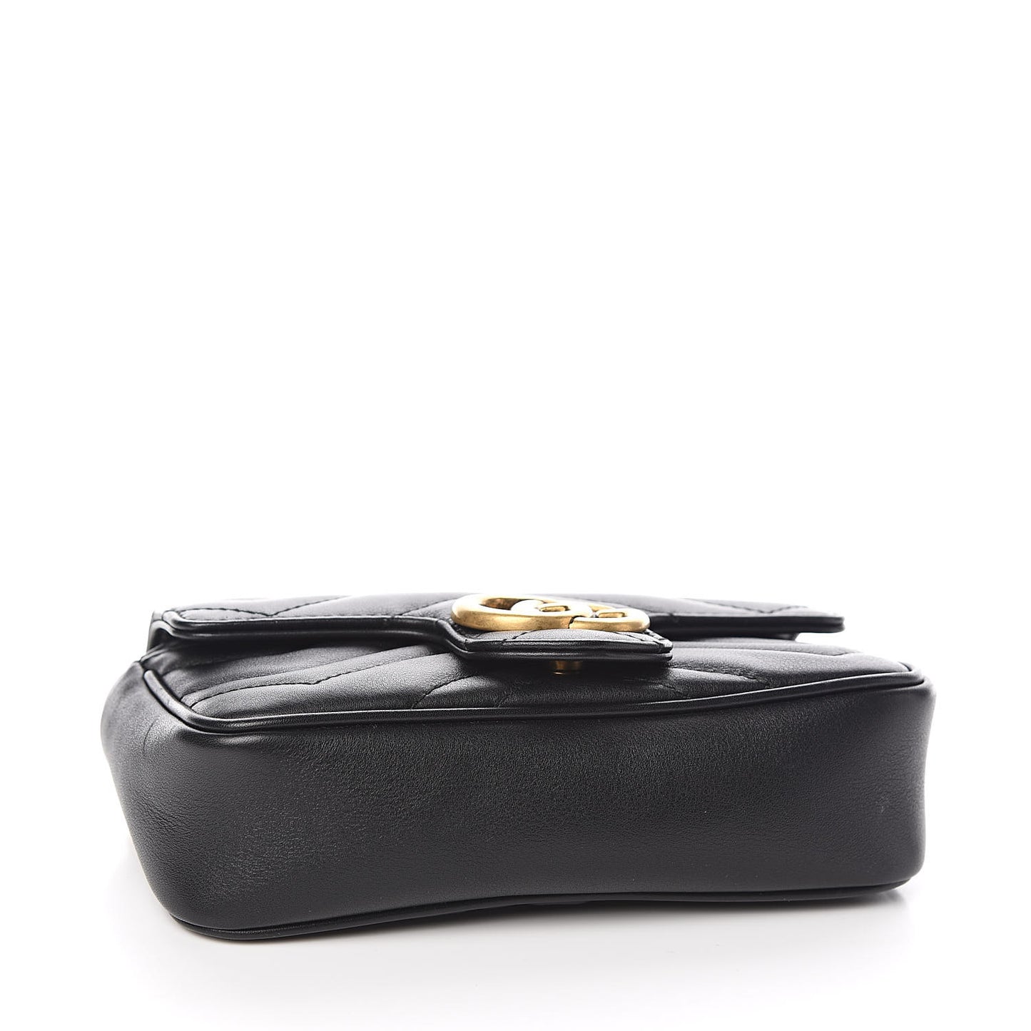 Calfskin Matelasse Super Mini GG Marmont Shoulder Bag Black