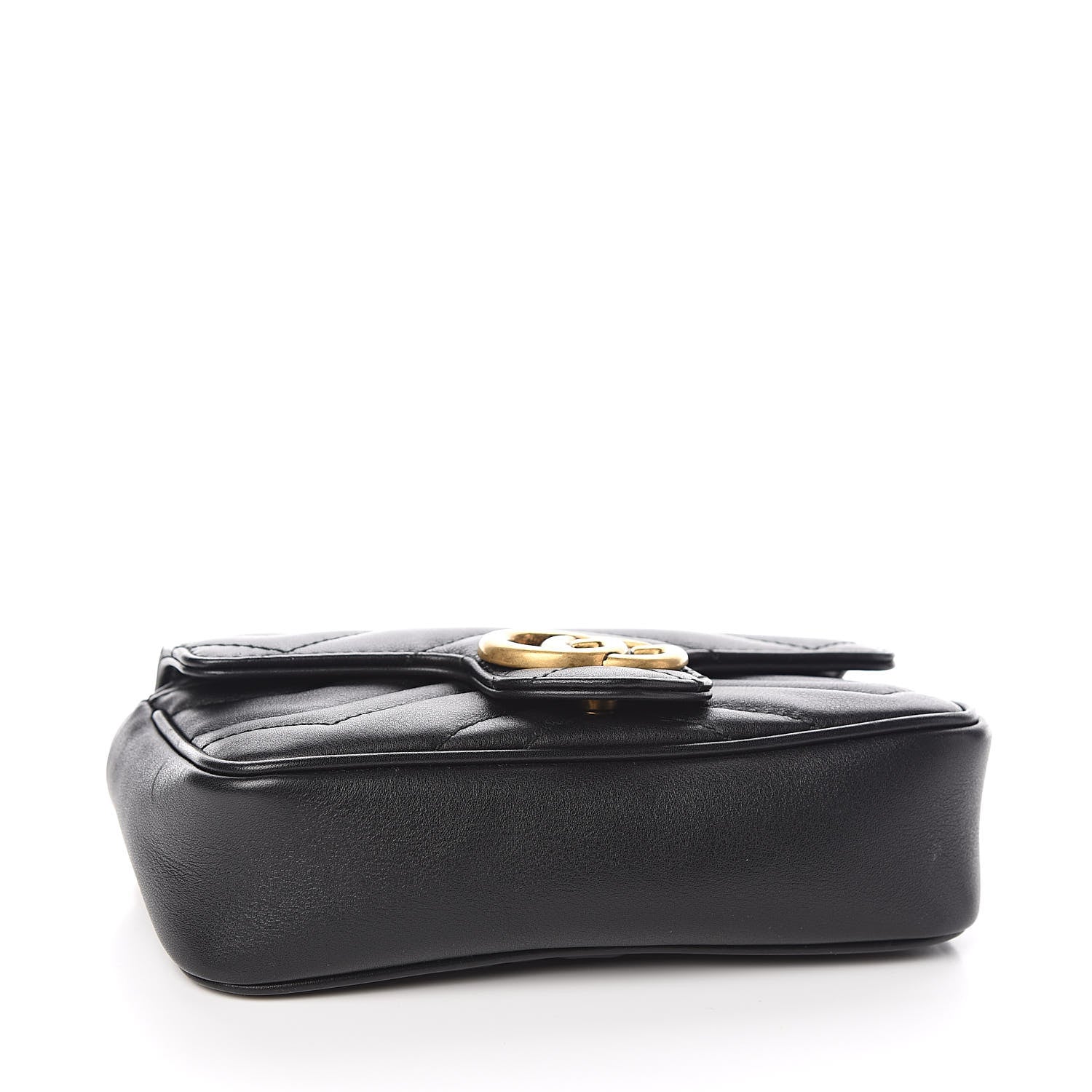 Gucci Calfskin Matelasse Super Mini GG Marmont Shoulder Bag Black 4 of 10
