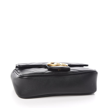 Gucci Calfskin Matelasse Super Mini GG Marmont Shoulder Bag Black 4 of 10