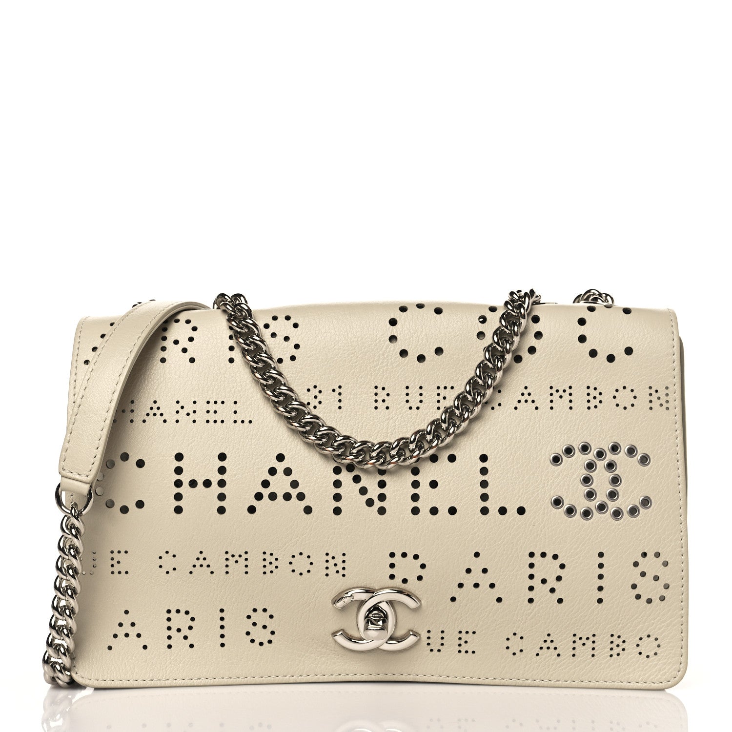 Chanel Calfskin Tweed Eyelet Flap Beige 3 of 10