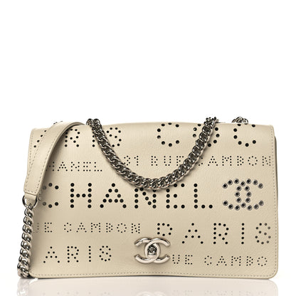 Chanel Calfskin Tweed Eyelet Flap Beige 3 of 10