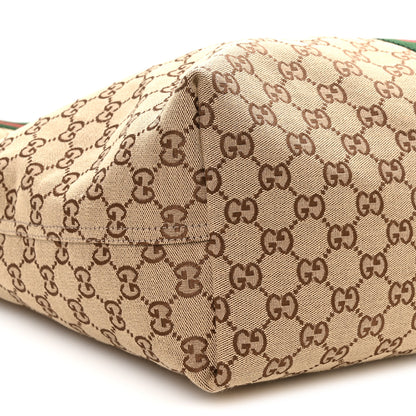 Gucci GG Monogram Web Large Giglio Tote Beige Brown 9 of 10
