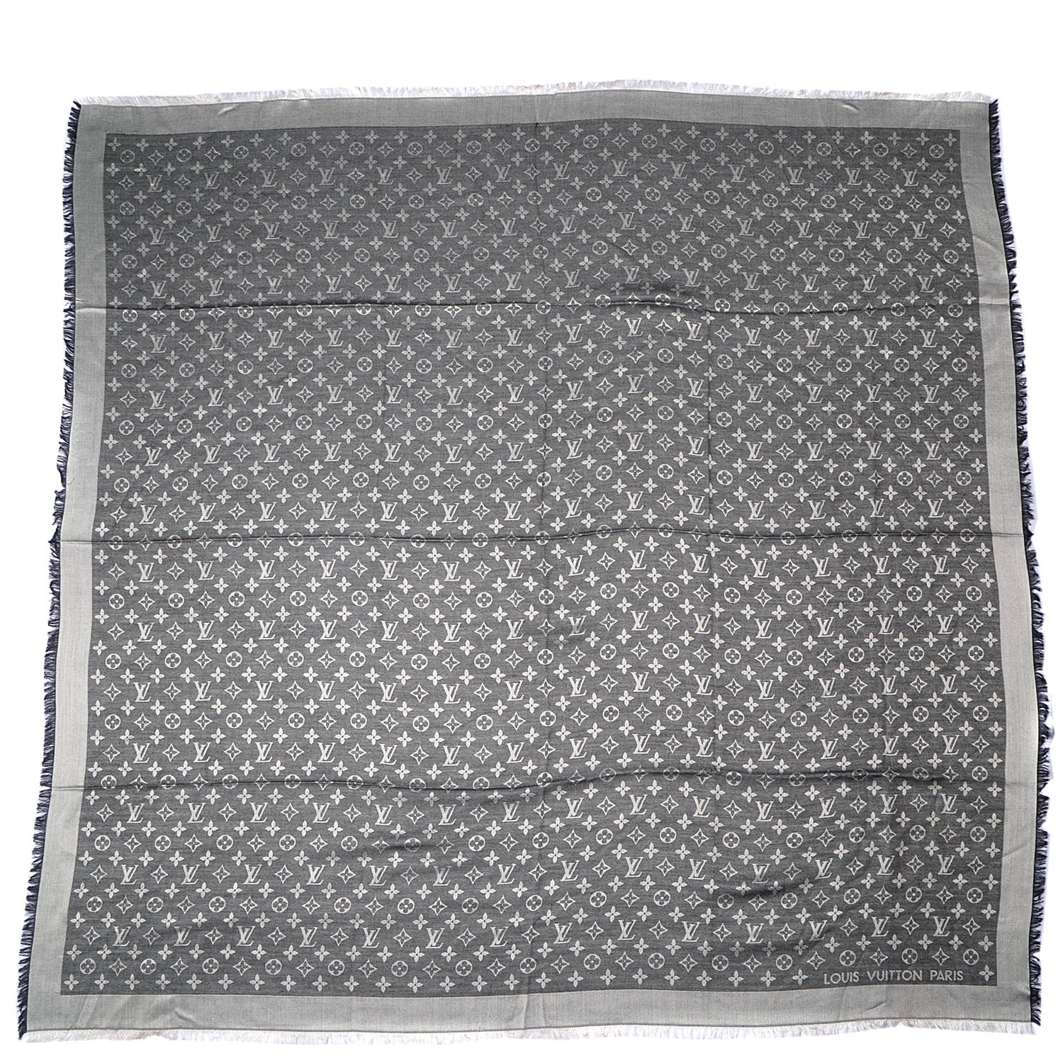 Louis Vuitton Silk Wool Monogram Denim Shawl Black 3 of 5
