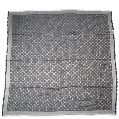 Louis Vuitton Silk Wool Monogram Denim Shawl Black 3 of 5