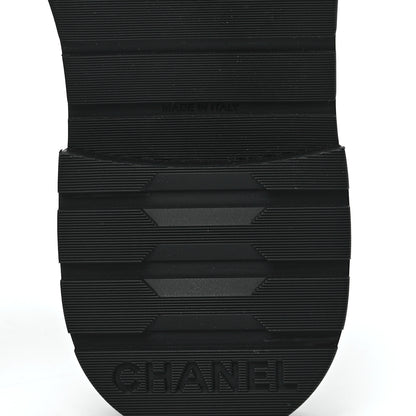 Chanel Shiny Goatskin Calfskin Quilted Lace Up Combat Boots 37 Black 6 of 8