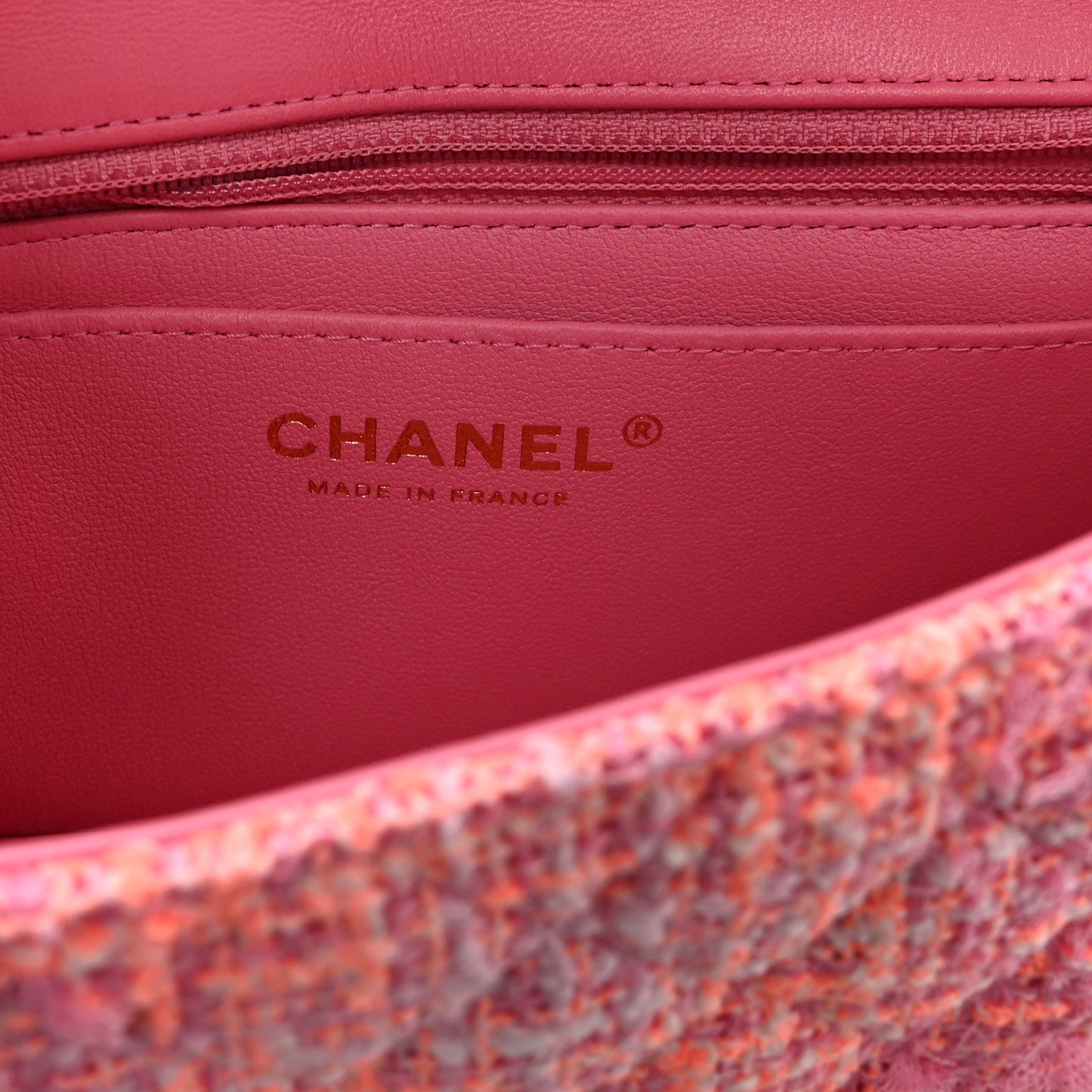 Tweed Quilted Mini Rectangular Flap Pink Orange White