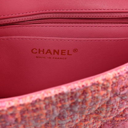 Chanel Tweed Quilted Mini Rectangular Flap Pink Orange White 6 of 11