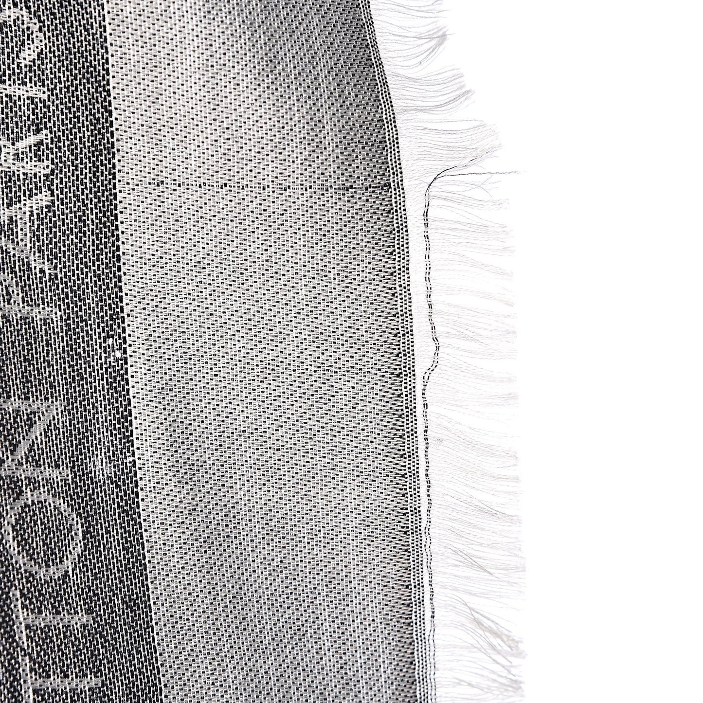 Wool Silk Monogram Denim Shawl Black