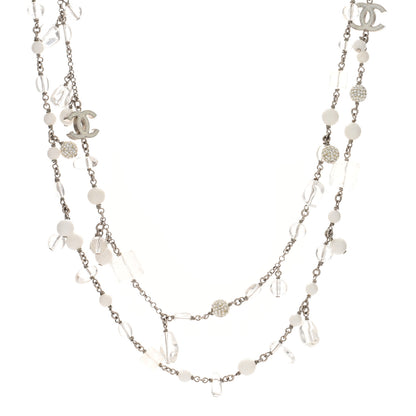 Chanel Enamel Crystal CC Long Necklace White 1 of 3