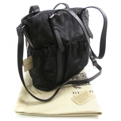 Burberry Nylon Tonal Check Tote Black 3 of 9