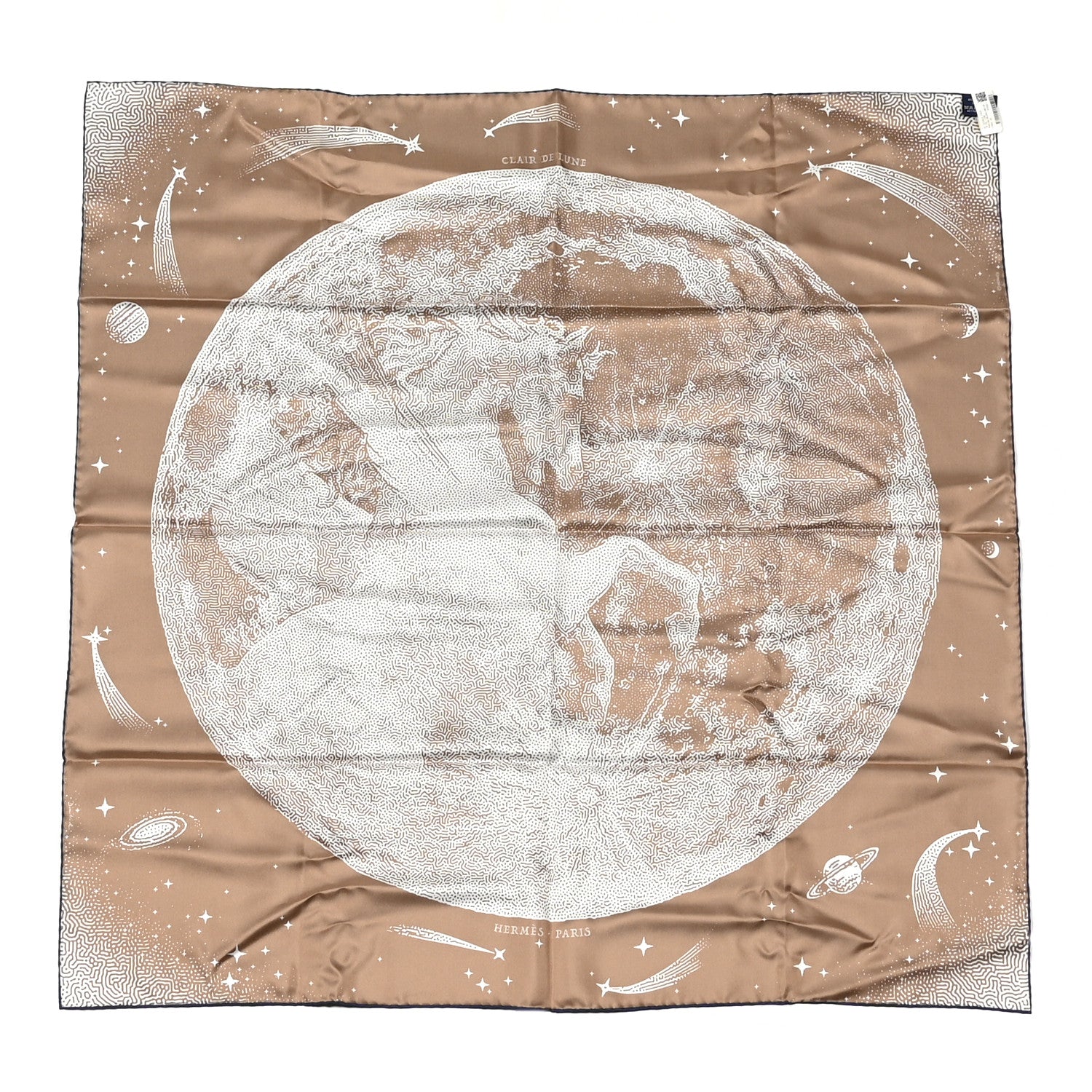 Hermes Silk Clair De Lune Double Face Scarf 90 Marine White Beige 2 of 7