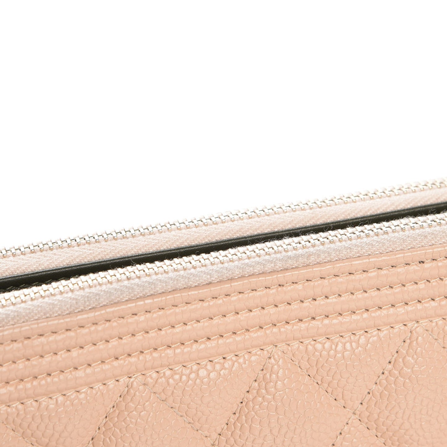 Caviar Quilted Small Boy Clutch With Chain Beige