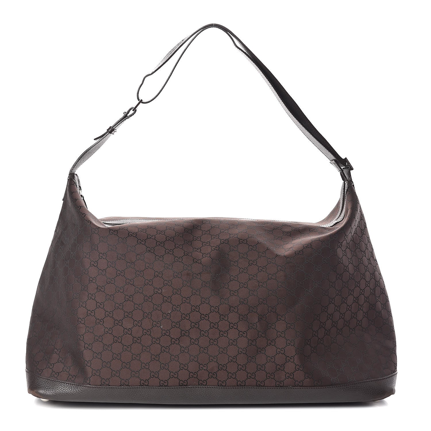Gucci Nylon Monogram Large Travel Hobo Dark Brown 1 of 9