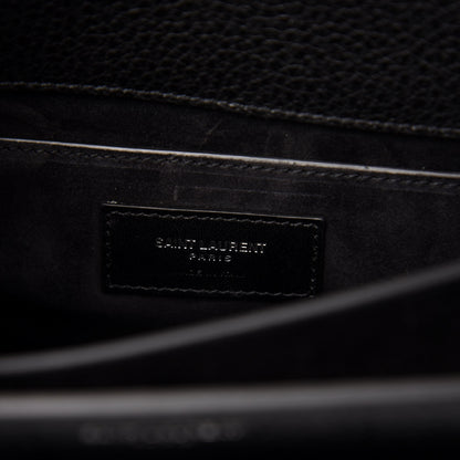 Saint Laurent Grained Calfskin Medium Monogram Sunset Satchel Black 7 of 10