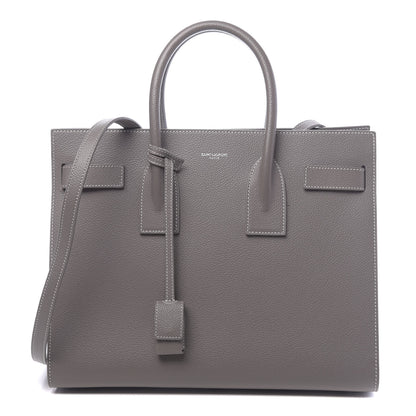 Saint Laurent Grained Calfskin Topstitch Small Sac De Jour Grey 1 of 10
