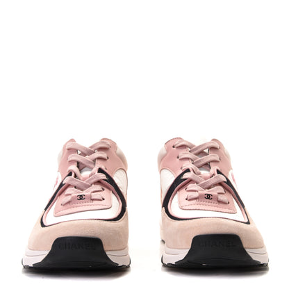 Chanel Nylon Lambskin Suede Calfskin CC Sneakers 41 Pink 5 of 8