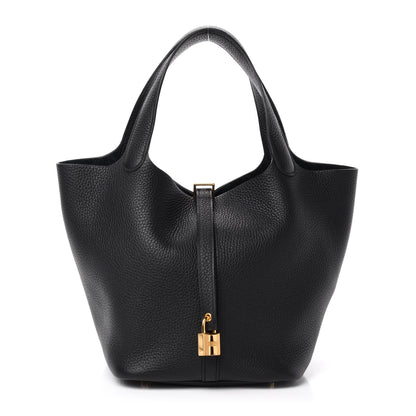 Hermes Taurillon Clemence Picotin Lock 22 MM Black 1 of 10