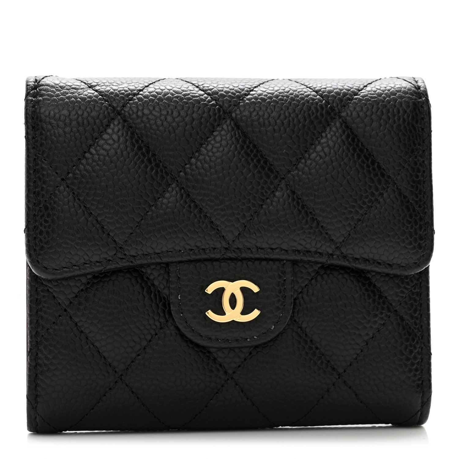 Chanel Caviar Quilted Compact Flap Wallet Black 1 of 9