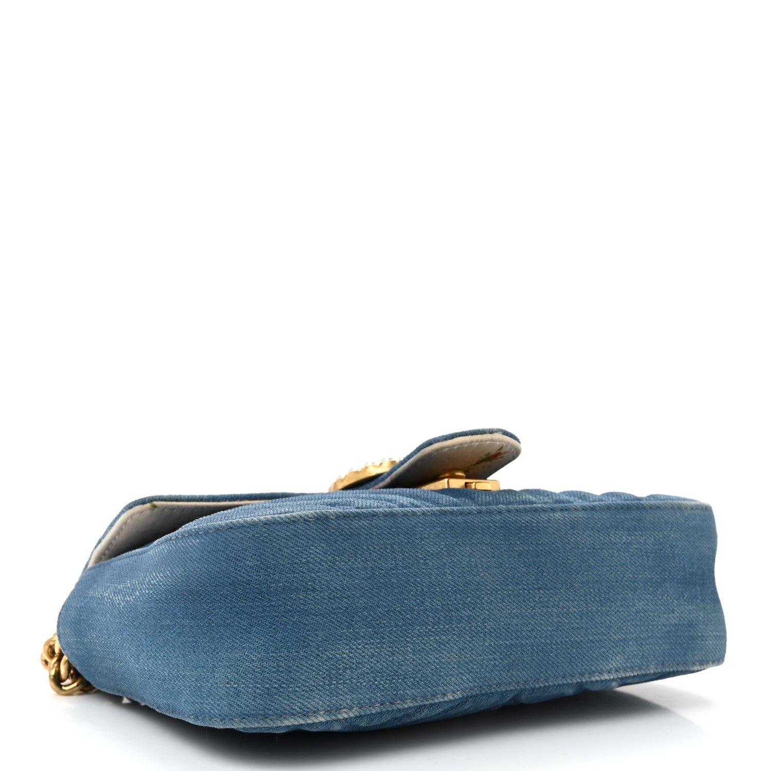 Gucci Denim Matelasse Mini Pearly GG Marmont Shoulder Bag Blue 11 of 31